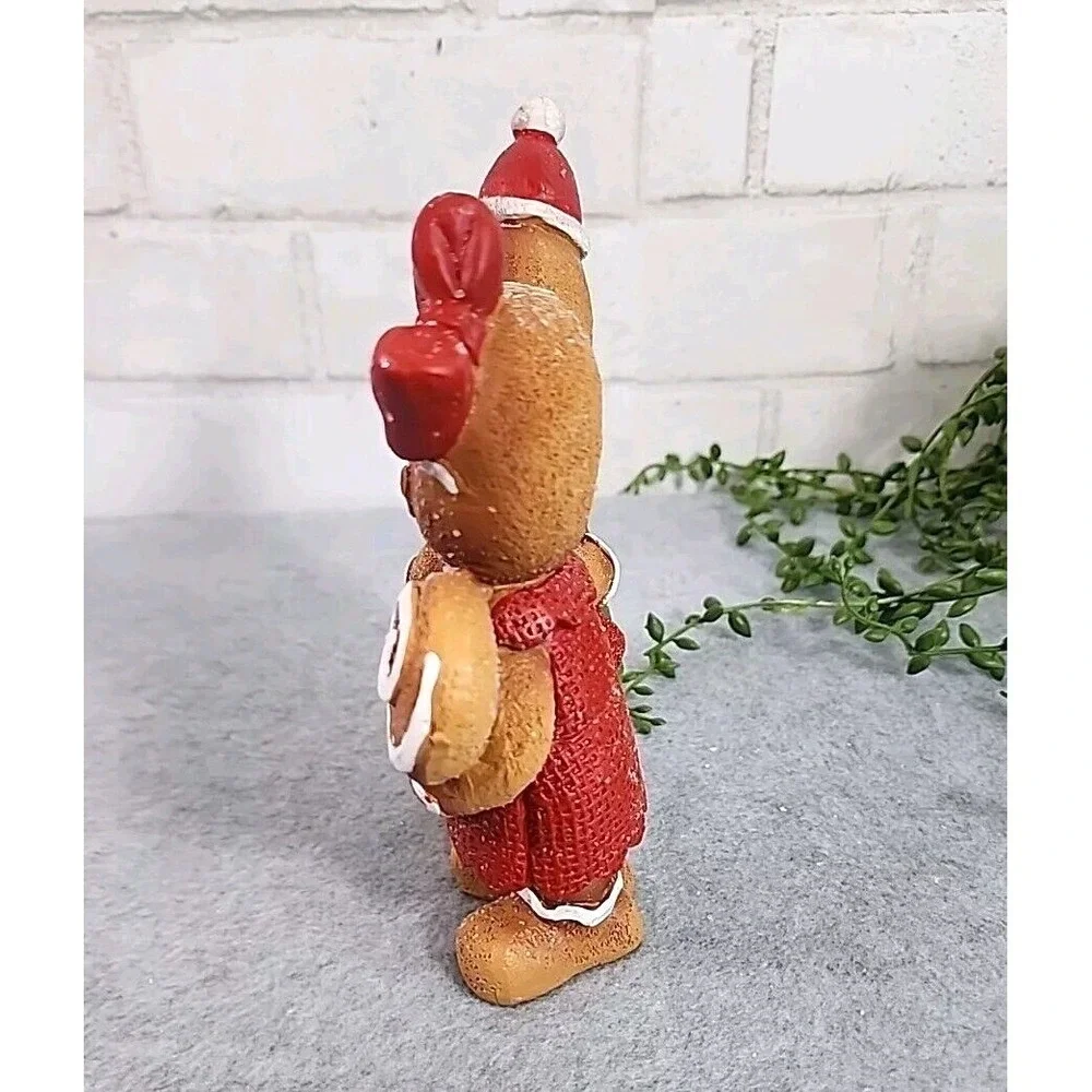 Gingerbread Couple Figurine Christmas Resin Peppermint Candy Tabletop Decor 7" - Picture 4 of 7